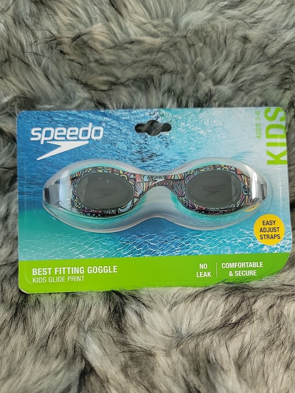 Speedo Kids Swim Goggles - Black Frames with Multicolor Print